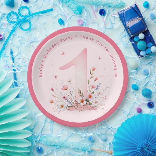 フローラ1stバースデーカスタムタワンフェアリープリンセス ペーパープレート (パーティー)