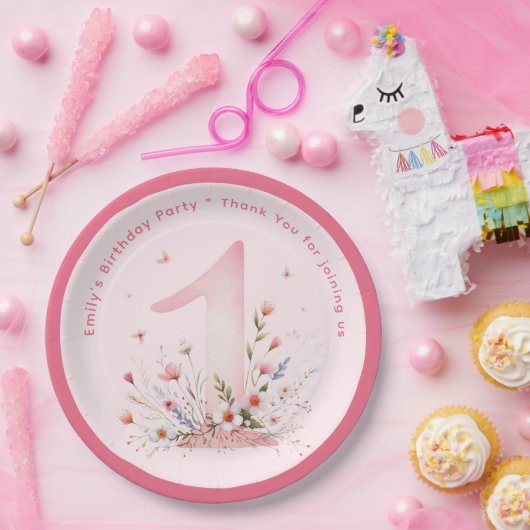 フローラ1stバースデーカスタムタワンフェアリープリンセス ペーパープレート (パーティー)