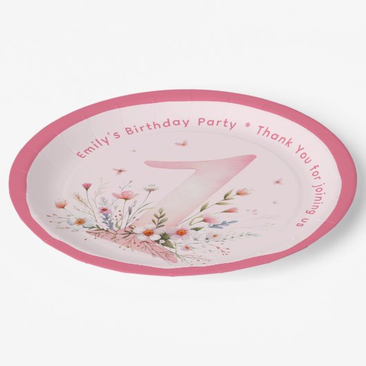 フローラ1stバースデーカスタムタワンフェアリープリンセス ペーパープレート (アングル)