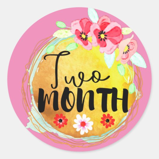 フローラ2か月の古いベビーマイルストーンラベル ラウンドシール (正面)