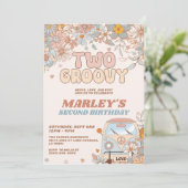 フローラ2つのGroovy第2レトロ誕生日パーティー 招待状 (スタンド正面)