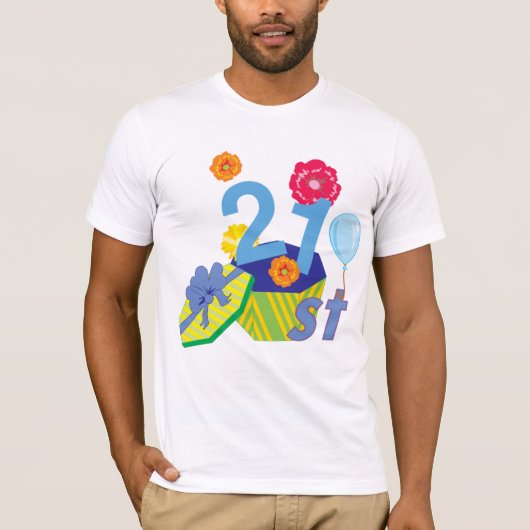 フローラ21歳の誕生日メンズTシャツ Tシャツ (正面)