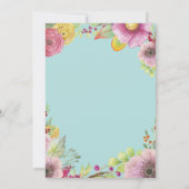 フローラ21歳の誕生日招待状のための女性ティール（緑がかった色） 招待状 (裏面)