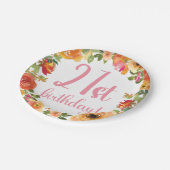 フローラ21歳の誕生日紙プレート ペーパープレート (アングル)