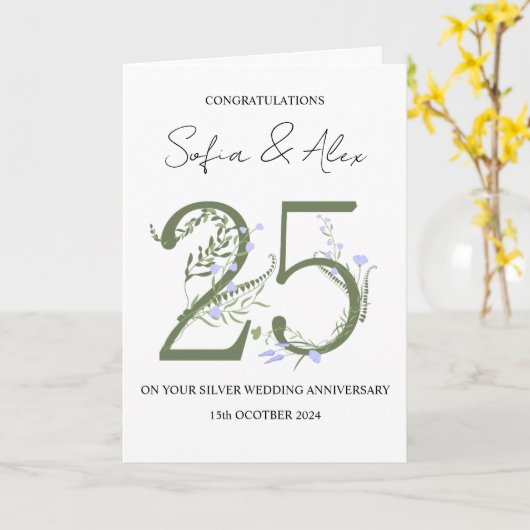 フローラ25結婚周年あいさつ カード (黄色い花)