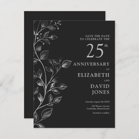 フローラ25結婚周年の日付を保存 ポストカード (正面/裏面)