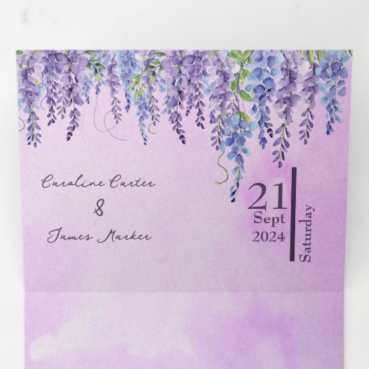 フローラ3つ折り文字折り結婚式招待状 三つ折り招待状 (内部最初)