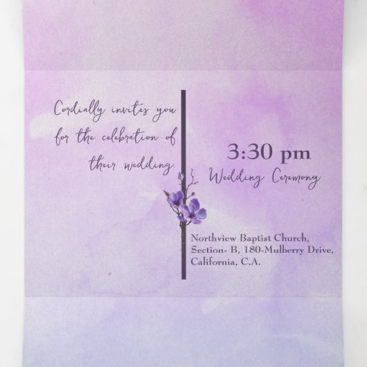 フローラ3つ折り文字折り結婚式招待状 三つ折り招待状 (内部中)