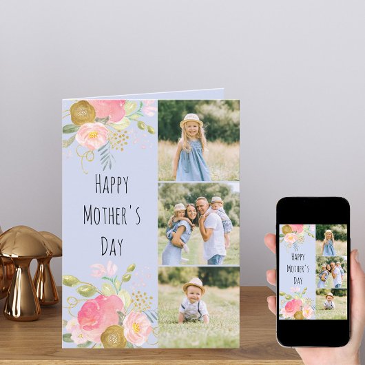 フローラ3フォトピンクハッピーマザーズ・デイ カード