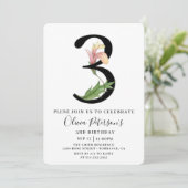 フローラ3歳の誕生日とカスタム招待状 招待状 (スタンド正面)