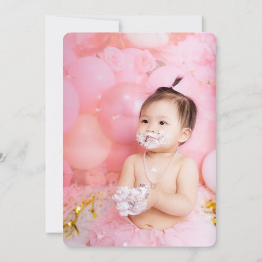 フローラ3歳の誕生日とカスタム招待状 招待状 (裏面)