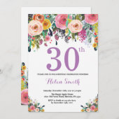 フローラ30歳の誕生日招待状紫 招待状 (正面/裏面)