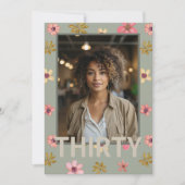 フローラ30歳30歳の誕生日パーティボーモダンホかわいらし 招待状 (正面)