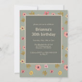フローラ30歳30歳の誕生日パーティボーモダンホかわいらし 招待状 (裏面)