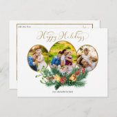 フローラ3 – フォト金ゴールドハッピーホリデーズスクリプト シーズンポストカード (正面/裏面)