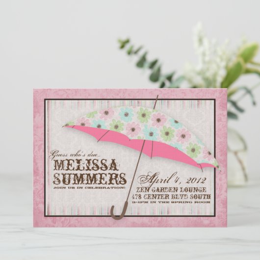 フローラ4月シャワーベビーシャワー招待状 招待状 (スタンド正面)