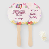 フローラ40歳の誕生日パーティーパステルエレガント40 ハンドファン (正面&裏面)