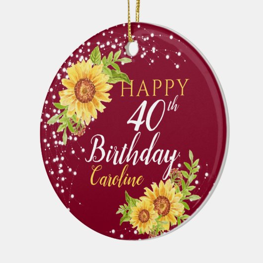 フローラ40歳ひまわりバーガンディ セラミックオーナメント (左)