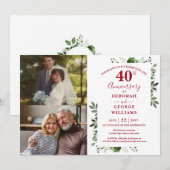フローラ40結婚周年記念Then & Now 2 Photo 招待状 (正面/裏面)