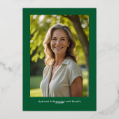 フローラ40thサプライズ誕生日テンプレートグリーン金ゴールド 箔招待状 (裏面)