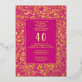 フローラ40thサプライズ誕生日テンプレートピンクユニーク 箔招待状 (正面)