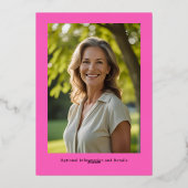 フローラ40thサプライズ誕生日テンプレートピンクユニーク 箔招待状 (裏面)