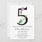 フローラ5誕生日とカスタムフォト招待状 招待状 (正面)