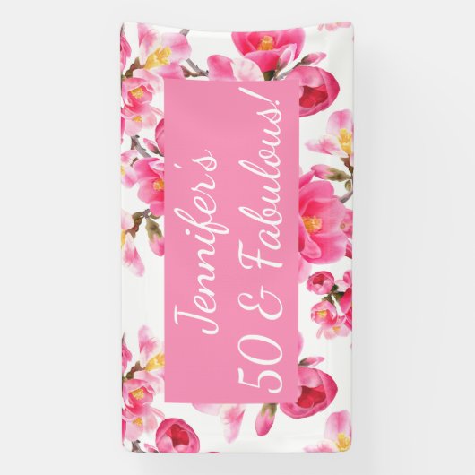 フローラ50と素晴らしい50誕生日 横断幕 (縦)