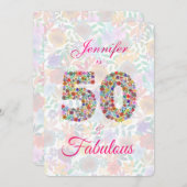 フローラ50と素晴らしい50誕生祝い 招待状 (正面/裏面)