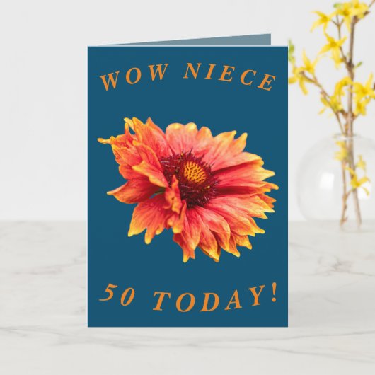 フローラ50はっきりした番目の誕生日カード（姪の場合） カード (黄色い花)