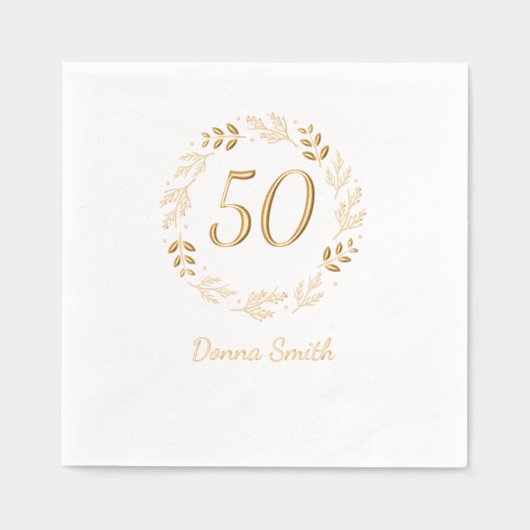 フローラ50周年 箔ナプキン (正面)