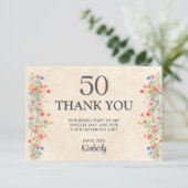 フローラ50歳エレガントの誕生日50年ワイルドフラワー サンキューカード (スタンド正面)