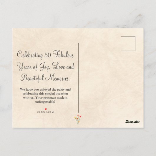 フローラ50歳感謝してい誕生日50花シック ポストカード (裏面)