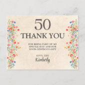 フローラ50歳感謝してい誕生日50花シック ポストカード (正面)