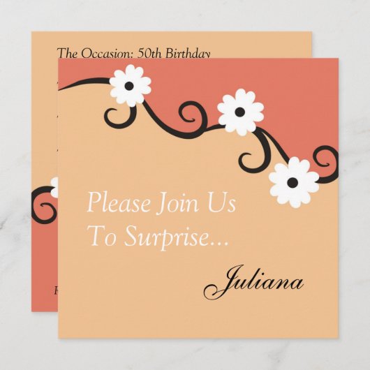 フローラ50歳誕生日パーティーの招待 招待状 (正面/裏面)