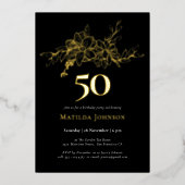 フローラ50誕生日ゴールドフォイル招待状 箔招待状 (正面)