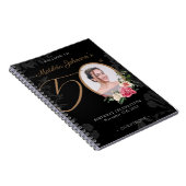 フローラ50誕生日ブラック金ゴールドフォトゲストブック ノートブック (右側)