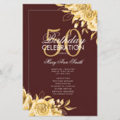 フローラ50誕生日プログラム金ゴールド&ブルゴーニュ (正面/裏面)