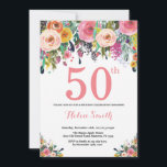 フローラ50誕生日招待状ピンク 招待状<br><div class="desc">フローラ第50回誕生日招待状for Women.水彩フローラ花。ピンク、黄、オレンジ、紫の花。大人誕生日。第30回50回60回70回80回90回100回13回16回18回21作目の年齢。さらにカスタマイクリックズを行う場合はカスタマイズ、「IT」ボタンをクリックし、このテンプレートを変更するために当社のデザインツールを使用する。</div>