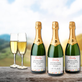 フローラ60歳の誕生日ボトル60年パーティー スパークリングワインラベル