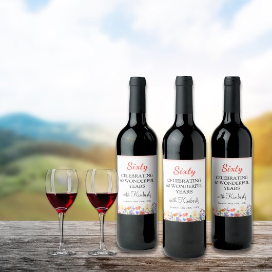 フローラ60歳の誕生日ボトル60年パーティー ワインラベル