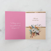 フローラ60歳の誕生日名前をカスタムするブラウン カード (内部)