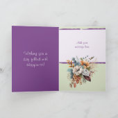 フローラ60歳の誕生日名前をカスタムする紫 カード (内部)