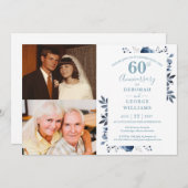 フローラ60結婚周年記念Then & Now 2 Photo 招待状 (正面/裏面)