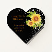 フローラ60誕生日ひまわりブラックゲスト ノートブック (裏面)