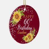 フローラ60誕生日ひまわりブルゴーニュ セラミックオーナメント (右)
