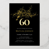 フローラ60誕生日ゴールドフォイル招待状 箔招待状 (正面)