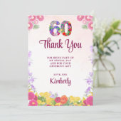 フローラ60誕生日パステルエレガント60年 サンキューカード (スタンド正面)