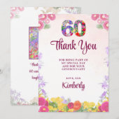 フローラ60誕生日パステルエレガント60年 サンキューカード (正面/裏面)