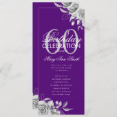 フローラ60誕生日プログラムシルバーパープル（メニュー付き） 招待状 (正面/裏面)